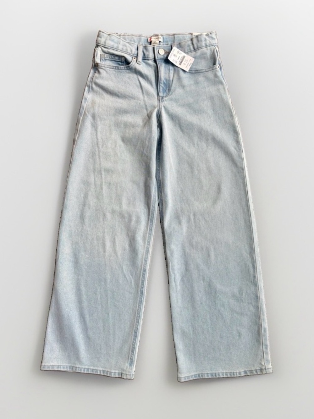 NWT Crewcuts Girls Wide-Leg Light Wash Jeans Size 12 Adjustable Waist CR807